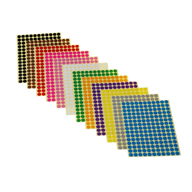 LJY 3/8" Round Dot Stickers Color Coding Labels, 12 Different Assorted Colors, 36 Sheets, 5940 Dots in Total - Image 3